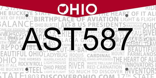 AST587 Ohio License Plate