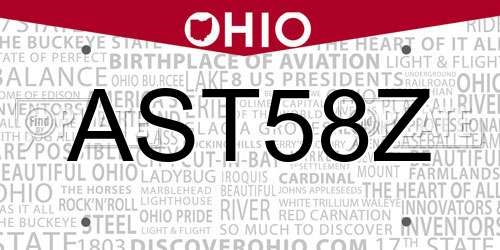 AST58Z Ohio License Plate