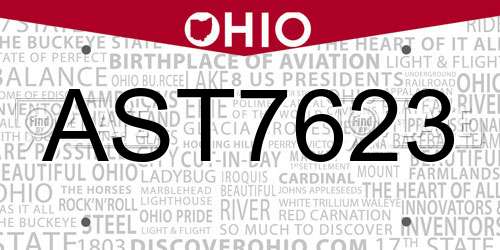 AST7623 Ohio License Plate