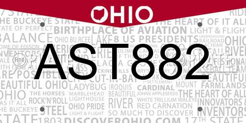 AST882 Ohio License Plate