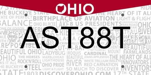 AST88T Ohio License Plate