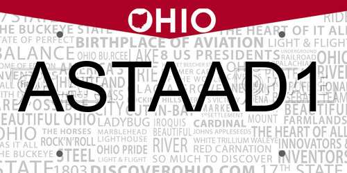 ASTAAD1 Ohio License Plate