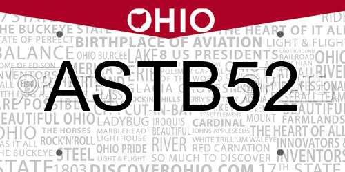 ASTB52 Ohio License Plate
