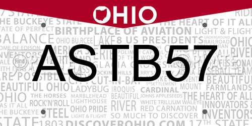 ASTB57 Ohio License Plate