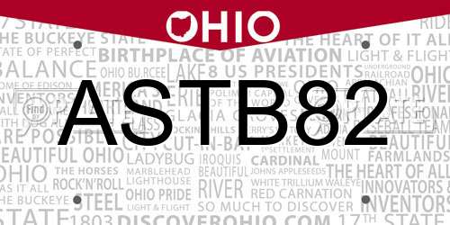 ASTB82 Ohio License Plate