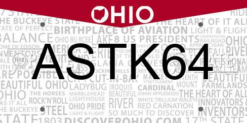 ASTK64 Ohio License Plate