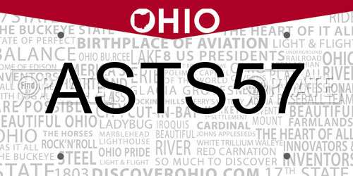 ASTS57 Ohio License Plate