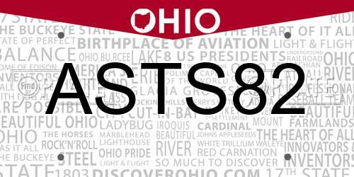 ASTS82 Ohio License Plate