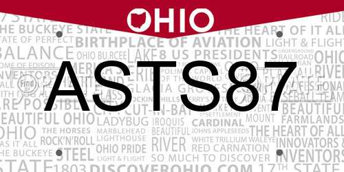 ASTS87 Ohio License Plate