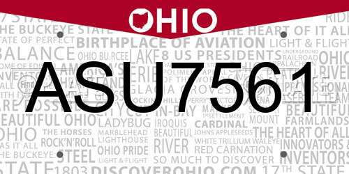ASU7561 Ohio License Plate