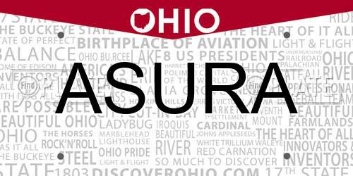 ASURA Ohio License Plate