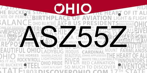 ASZ55Z Ohio License Plate