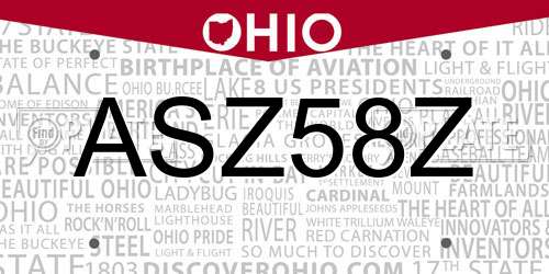 ASZ58Z Ohio License Plate