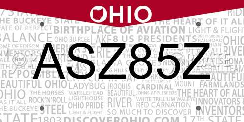 ASZ85Z Ohio License Plate
