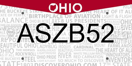 ASZB52 Ohio License Plate