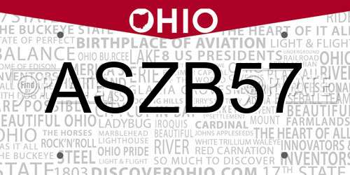 ASZB57 Ohio License Plate