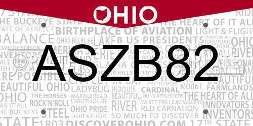 ASZB82 Ohio License Plate