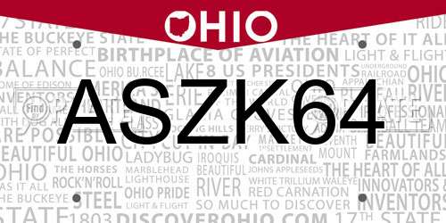 ASZK64 Ohio License Plate