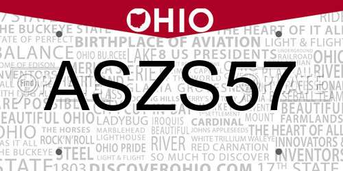 ASZS57 Ohio License Plate