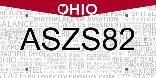 ASZS82 Ohio License Plate