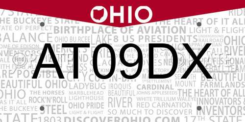 AT09DX Ohio License Plate