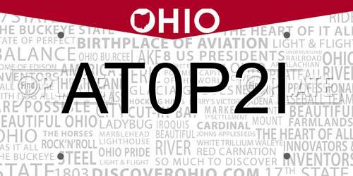 AT0P2I Ohio License Plate