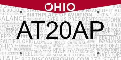 AT20AP Ohio License Plate