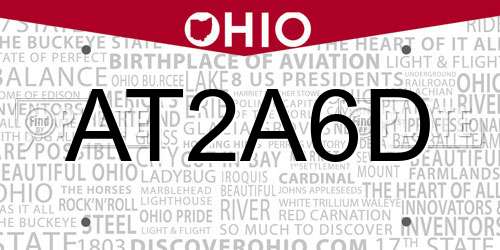 AT2A6D Ohio License Plate