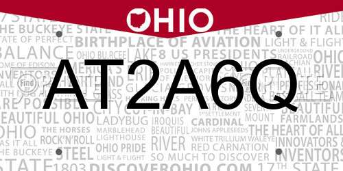 AT2A6Q Ohio License Plate