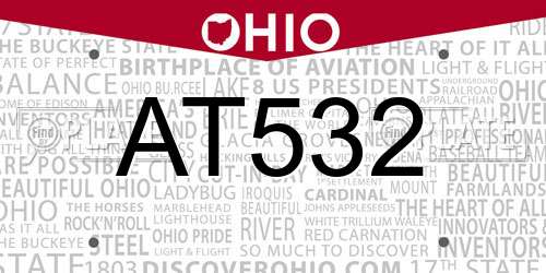 AT532 Ohio License Plate
