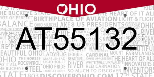 AT55132 Ohio License Plate