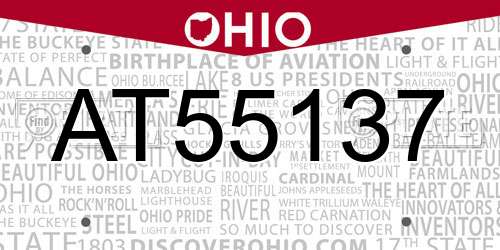 AT55137 Ohio License Plate