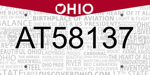 AT58137 Ohio License Plate
