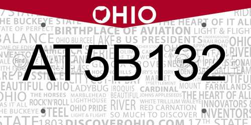 AT5B132 Ohio License Plate