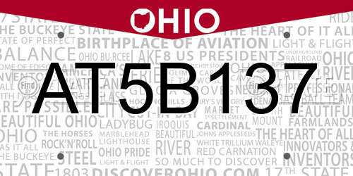AT5B137 Ohio License Plate