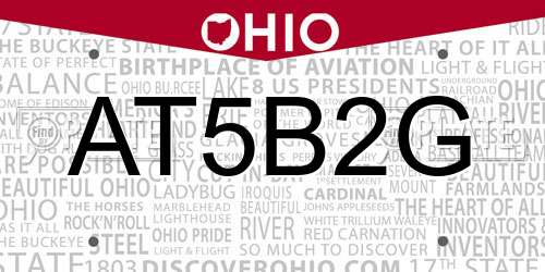AT5B2G Ohio License Plate