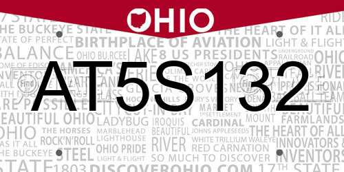 AT5S132 Ohio License Plate