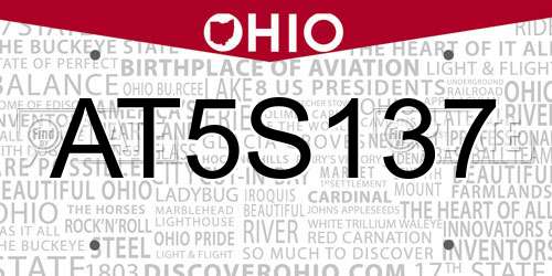 AT5S137 Ohio License Plate