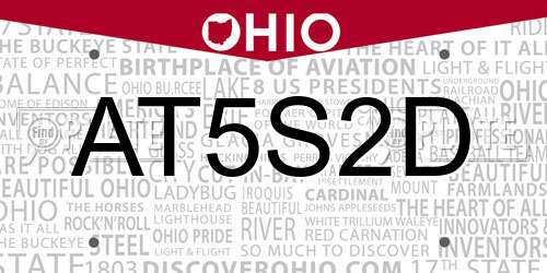 AT5S2D Ohio License Plate