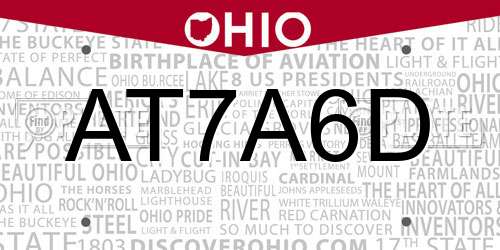 AT7A6D Ohio License Plate