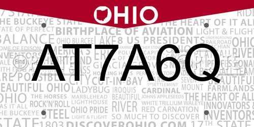 AT7A6Q Ohio License Plate
