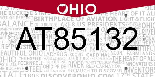 AT85132 Ohio License Plate