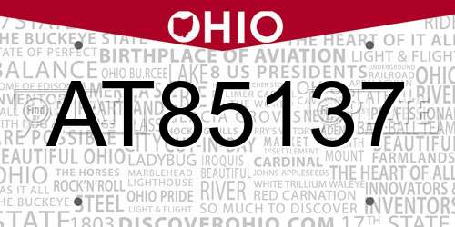AT85137 Ohio License Plate