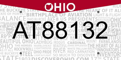 AT88132 Ohio License Plate