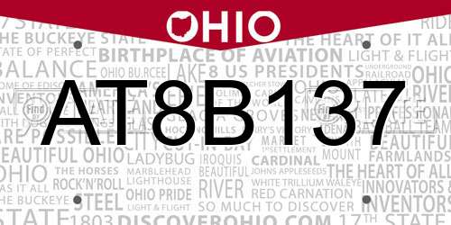AT8B137 Ohio License Plate