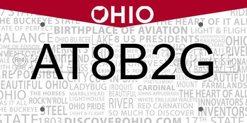 AT8B2G Ohio License Plate