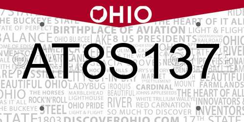 AT8S137 Ohio License Plate