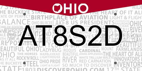 AT8S2D Ohio License Plate