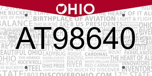 AT98640 Ohio License Plate