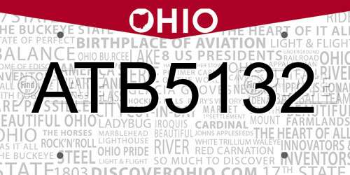 ATB5132 Ohio License Plate